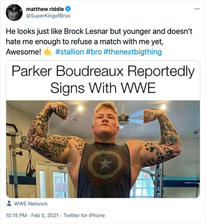 Riddle est enthousiasmé par la dernière signature de la WWE