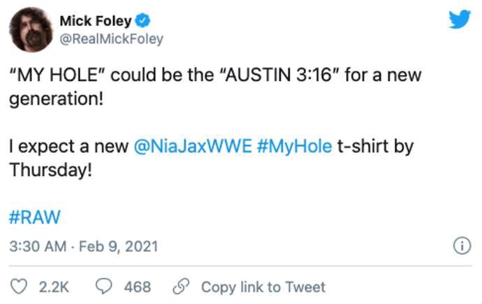 Foley était un grand fan des actions de Nia sur RAW