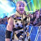Logan Paul making his entrance at WWE Elimination Chamber Perth