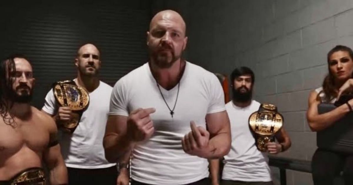 Jon Moxley backstage with his Death Riders [Source: AEW on X]
