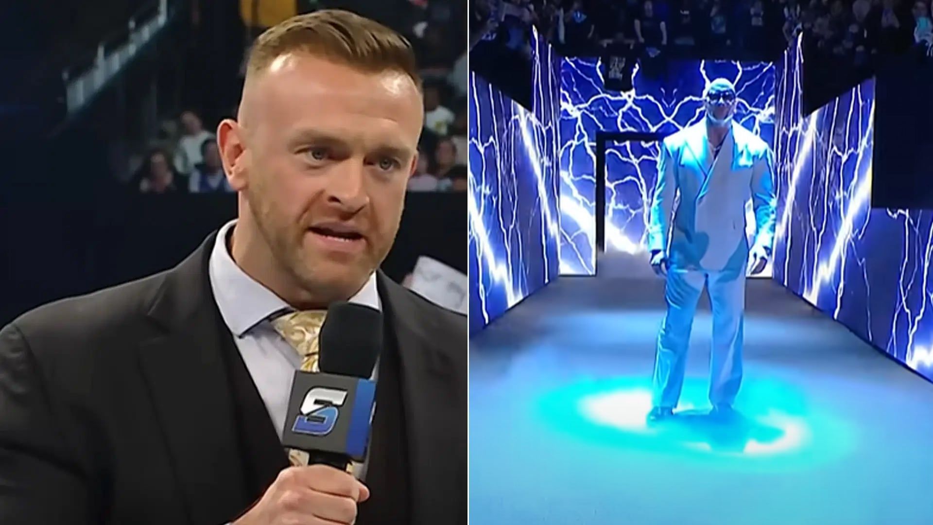 The Rock and Nick Aldis [Images via WWE on YouTube.]