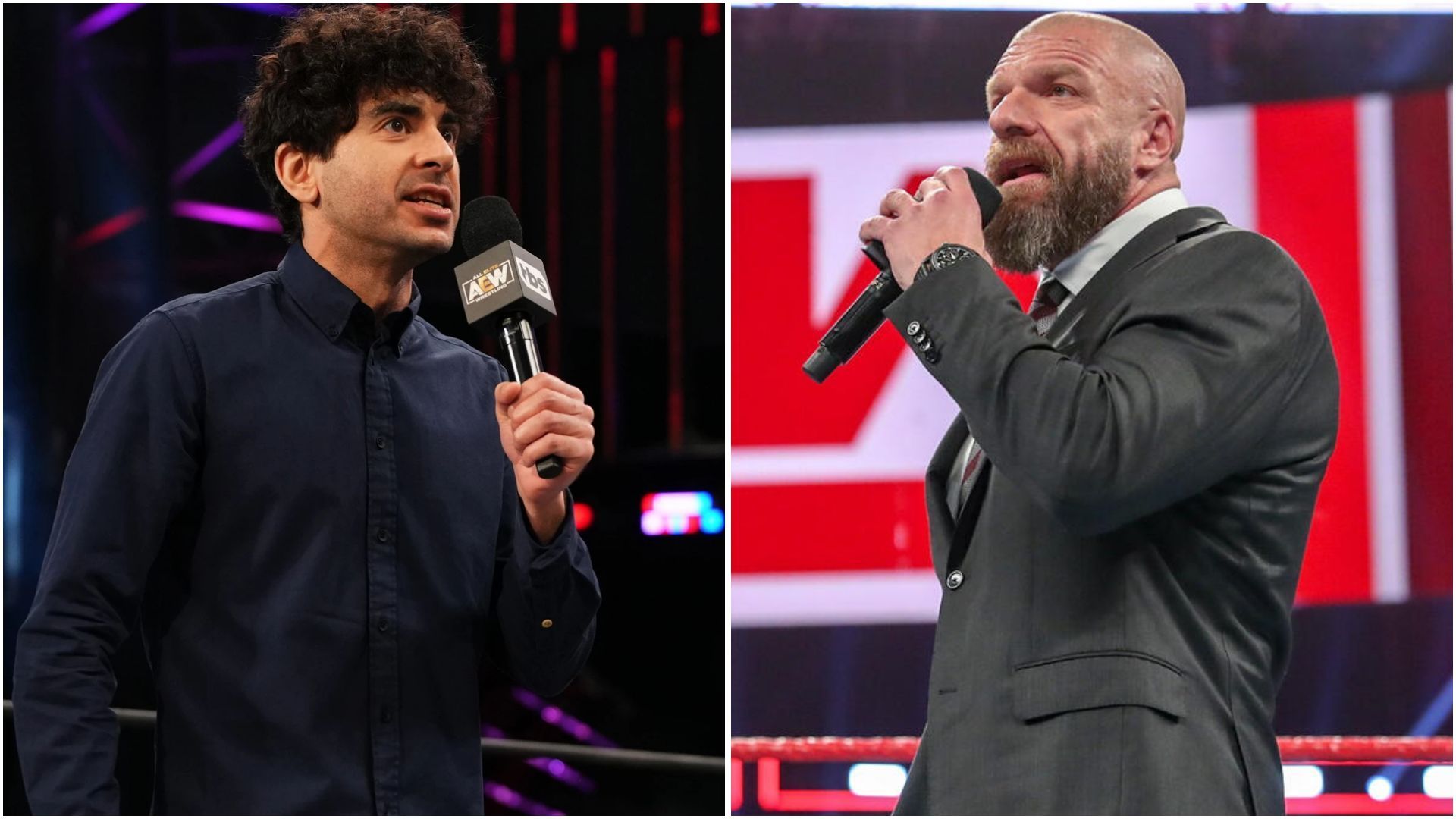 Tony Khan and Triple H. (Photos: allelitewrestling.com and WWE.com)