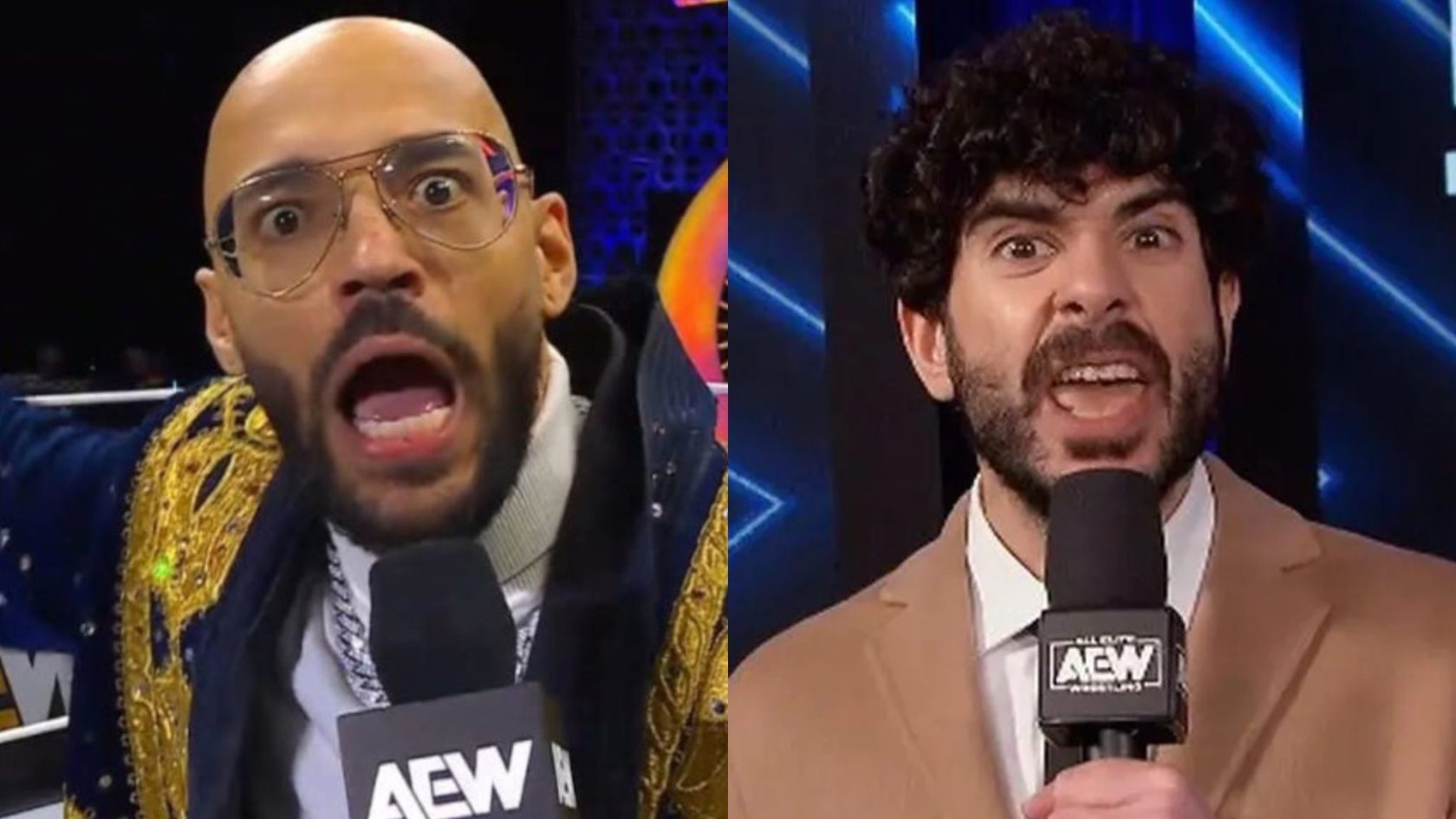 Ricochet and Tony Khan side by side image AEW