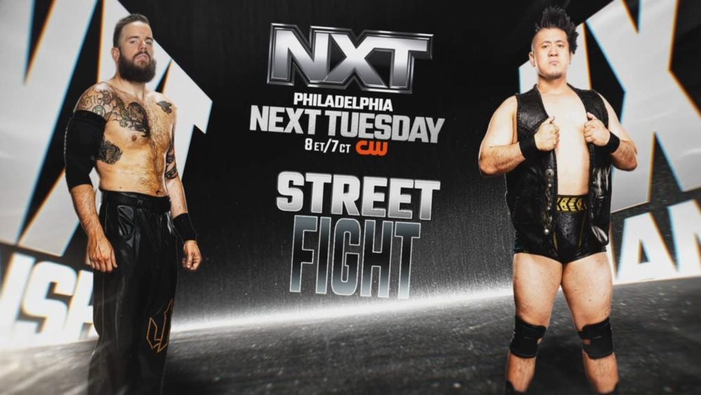 A WWE NXT Graphic featuring Josh Briggs and Yoshiki Inamura.