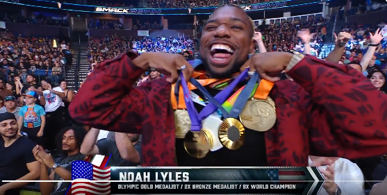 Noah Lyles makes celebrity appearance, shows off his iconic medal collections at WWE SmackDown