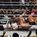 MJF kicks out of Kenny Omega&rsquo;s one-winged angel at AEW Dynasty 2026. (Ben Lypka/Abbotsford News)