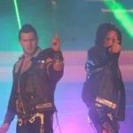 Motor City Machine Guns (MCMG), Alex Shelley and Chris Sabin, at a TNA Wrestling event in 2010 with the TNA World Tag Team Championships.