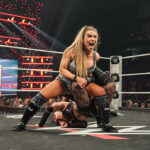 GREENVILLE, SOUTH CAROLINA - MAY 19: Natalya in action against Roxanne Perez during Monday Night RAW at Bon Secours Wellness Arena on May 19, 2025 in Greenville, South Carolina.