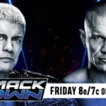 WWE SmackDown graphic advertising the appearance of Randy Orton and Undisputed WWE Champion Cody after their WrestleMania 42 match.