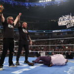 SAN JOSE, CALIFORNIA - APRIL 10: Pat McAfee and Randy Orton in action against Cody Rhodes during SmackDown at SAP Center on April 10, 2026 in San Jose, California. (Photo by Andrea Kellaway/WWE Via Getty Images)