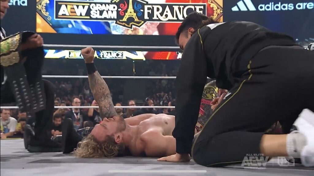 Will Ospreay after his AEW World Championship match with Kazuchika Okada at Grand Slam France